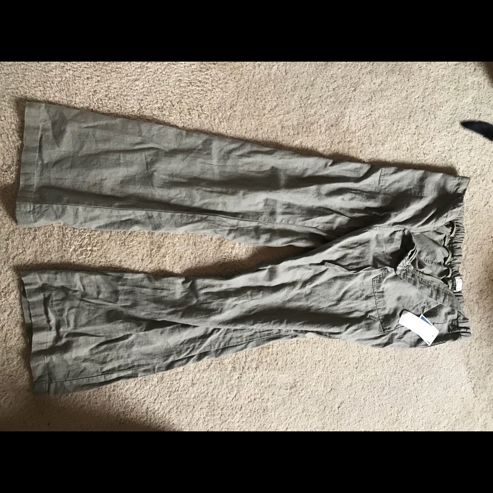 Size large linen pants with tie and elastic
